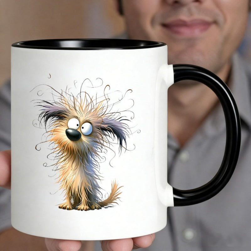 Tailorly Black Accent 11 oz Mug - curly haired cartoon