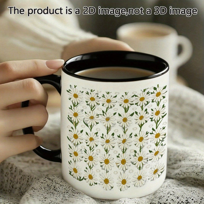 Tailorly Black Accent 11 oz Mug - white daisy