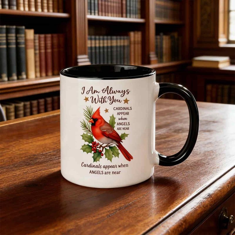 Tailorly Black Accent 11 oz Mug - holly and berries