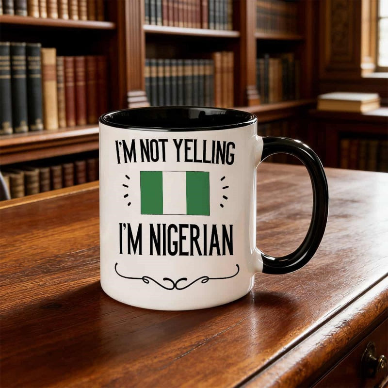 Tailorly Black Accent 11 oz Mug - nigeria flag mug not yelling reusable cup suitable for beer milk tea multicolor nigerian themed cup for home office