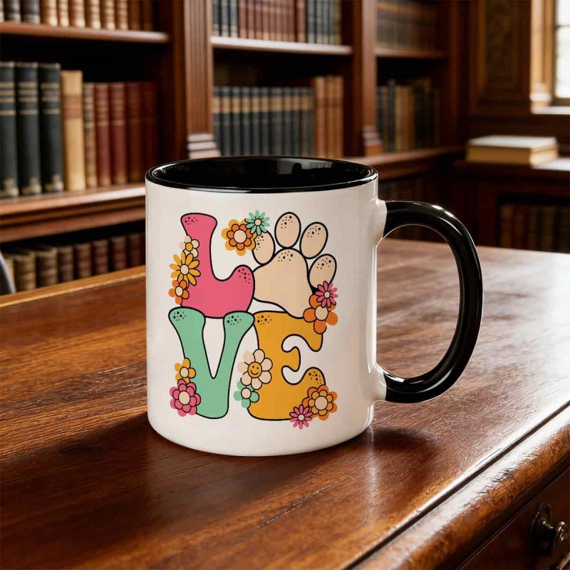 Tailorly Black Accent 11 oz Mug - paw print