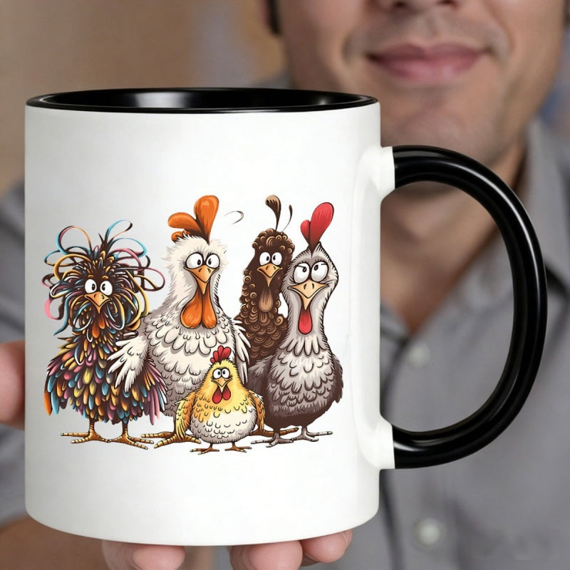 Tailorly Black Accent 11 oz Mug - cartoon chicken family