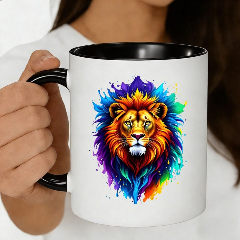 Tailorly Black Accent 11 oz Mug - vibrant pattern， artistic animal