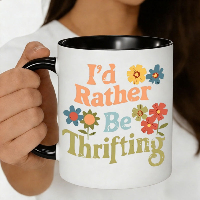 Tailorly Black Accent 11 oz Mug - vibrant floral pattern