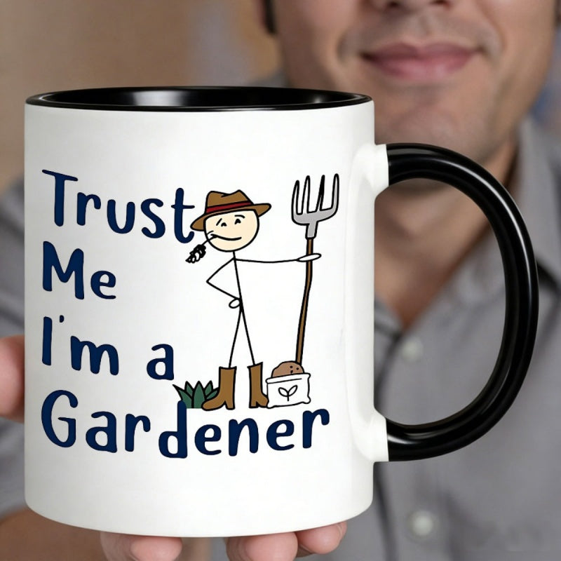 Tailorly Black Accent 11 oz Mug - me im a gardener cartoon