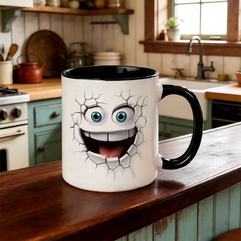 Tailorly Black Accent 11 oz Mug - single ceramic coffee mug 11oz water cup with design for beverages ideal gift idea for birthdays holidays and