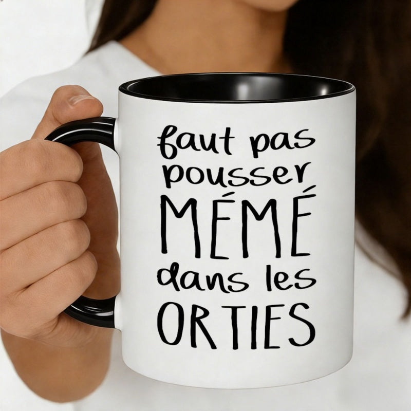 Tailorly Black Accent 11 oz Mug - faut pas pousser mm dans les french text
