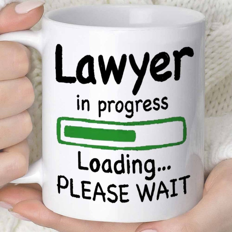 Tailorly White Ceramic 11 oz Mug - Lawyer In Progress Loading Please Wait Minimalist Green Loading Bar Progress Symbol With Bold Black Script Mug