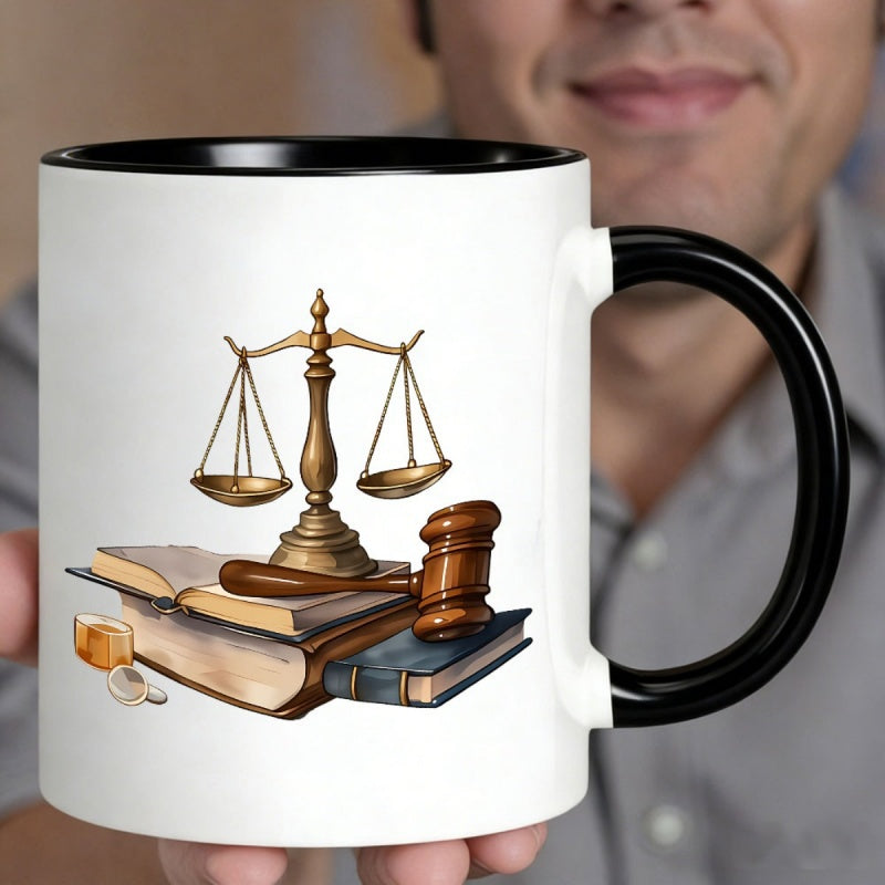 Tailorly Black Accent 11 oz Mug - legal scales， book
