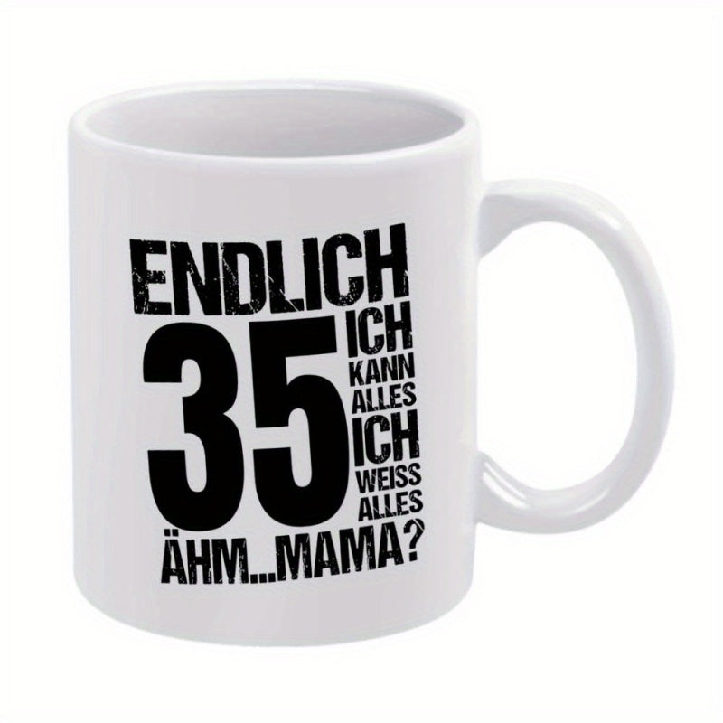 Tailorly White Ceramic 11 oz Mug - Simple White Ceramic Cup Featuring Bold Black Decorative Typography Mug