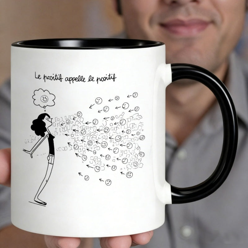 Tailorly Black Accent 11 oz Mug - french saying， white cartoon design