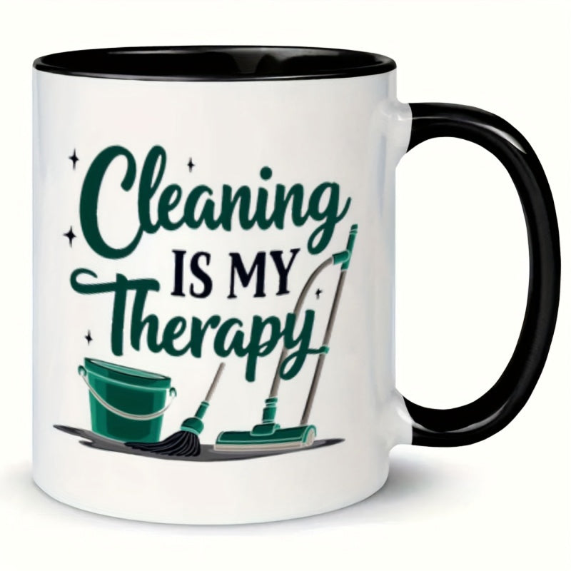 Tailorly Black Accent 11 oz Mug - 1pc bucket mop coffee mug 11 ounce ceramic coffee cups water cups drinkware for gifts for birthdays and
