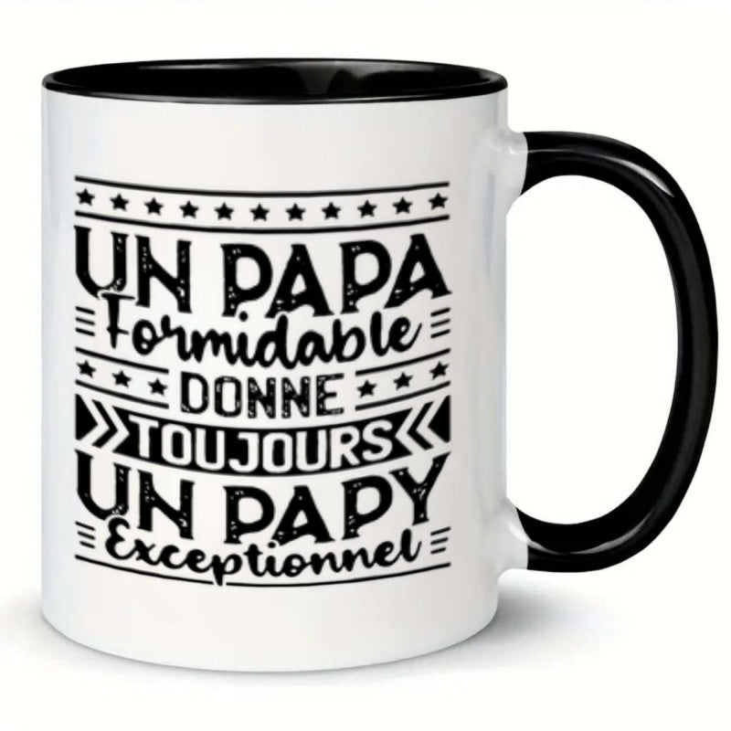 Tailorly Black Accent 11 oz Mug - papa funny text