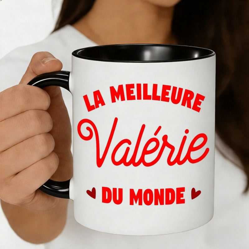 Tailorly Black Accent 11 oz Mug - la meilleure val rie in french with hearts