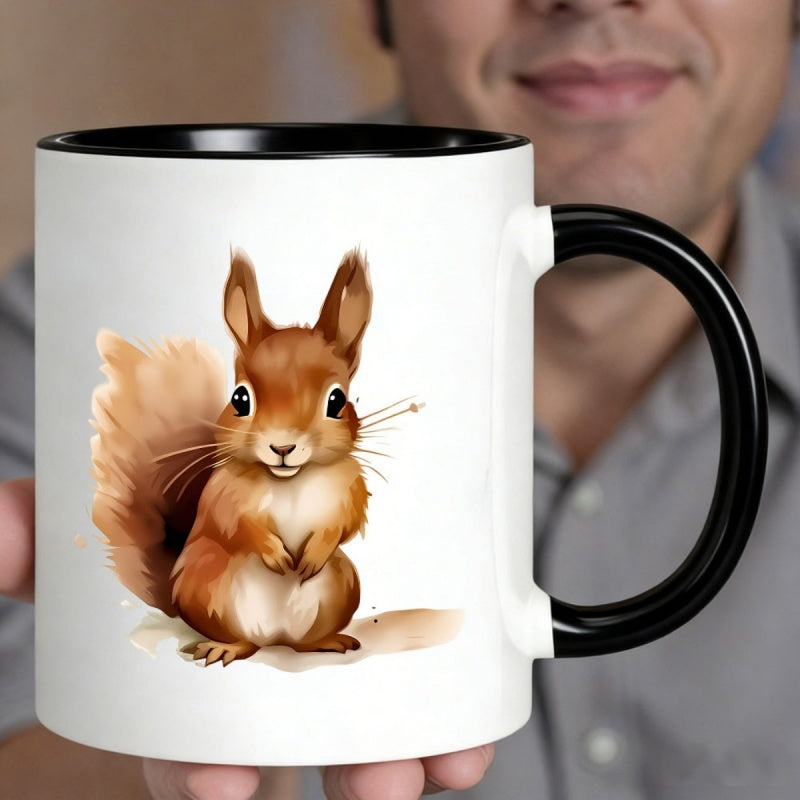 Tailorly Black Accent 11 oz Mug - cute cartoon squirrel