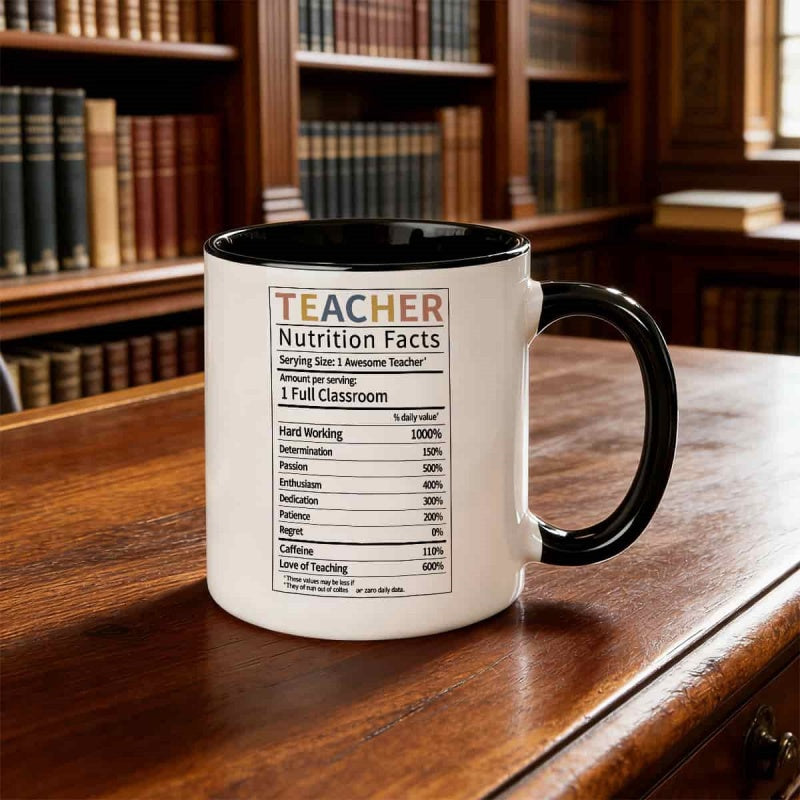 Tailorly Black Accent 11 oz Mug - nutrition label text