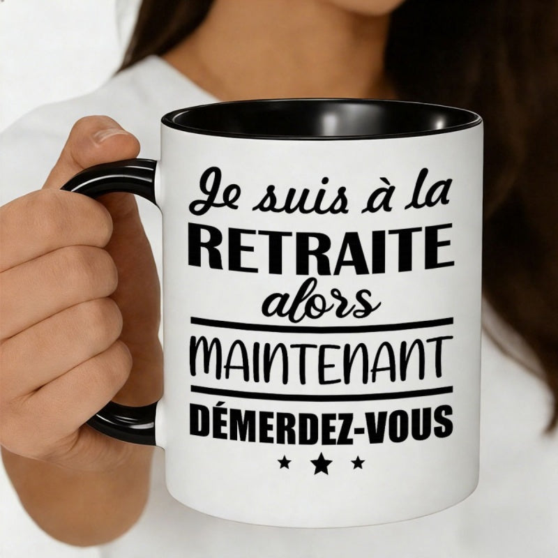 Tailorly Black Accent 11 oz Mug - french retirement quote "dmerdez vous"
