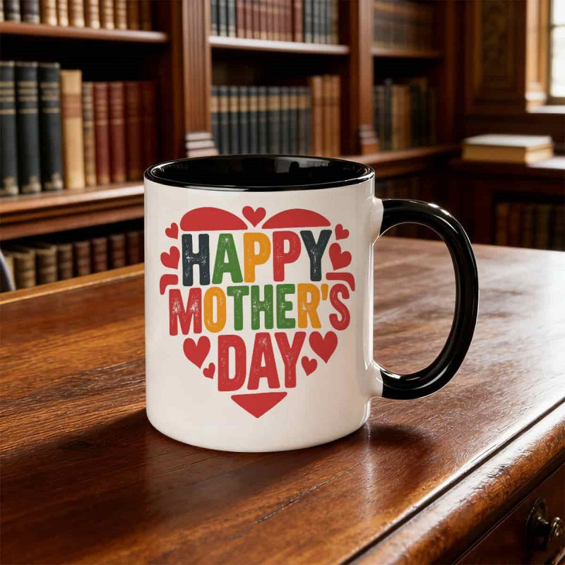 Tailorly Black Accent 11 oz Mug - happy mothers