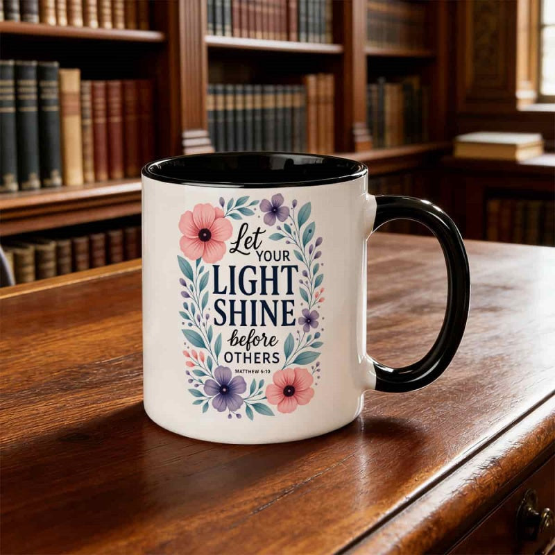 Tailorly Black Accent 11 oz Mug - floral wreath