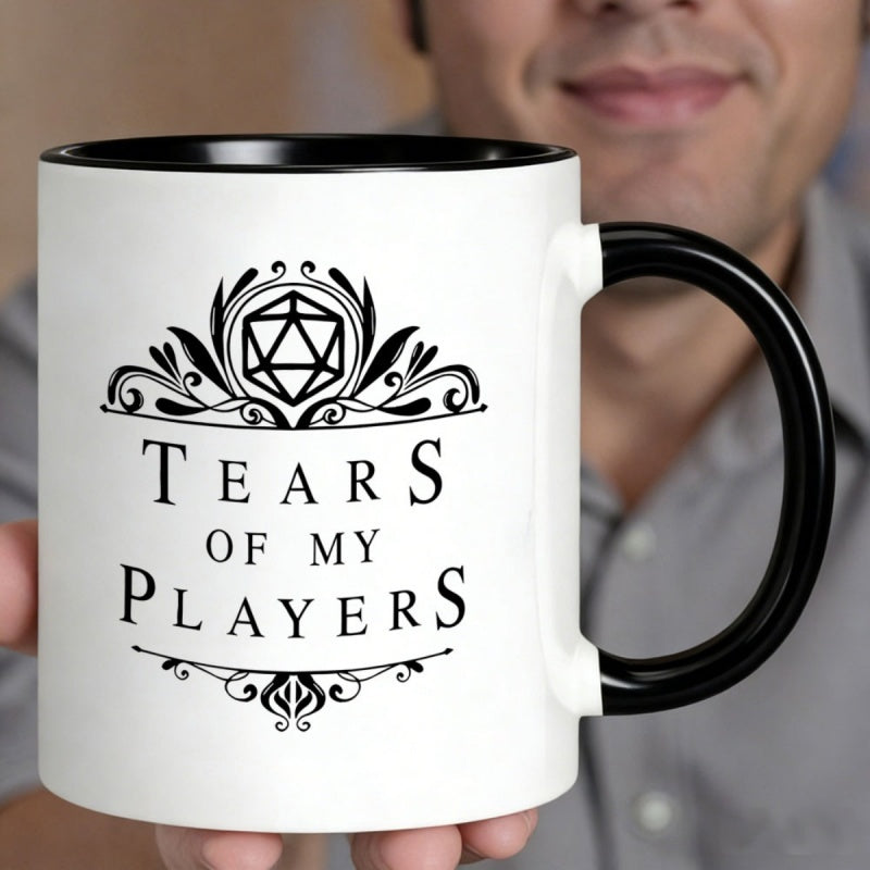 Tailorly Black Accent 11 oz Mug - tears of my players emblem vintage dnd inspired