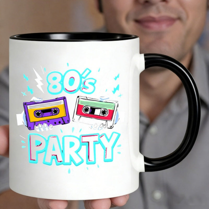 Tailorly Black Accent 11 oz Mug - 80s retro cassette tape