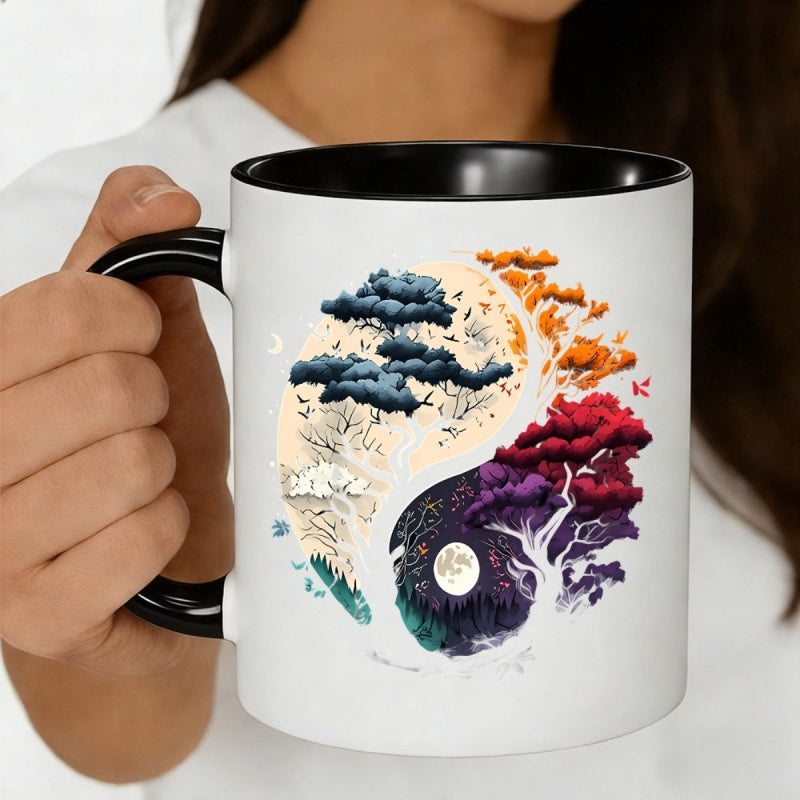 Tailorly Black Accent 11 oz Mug - yin yang tree