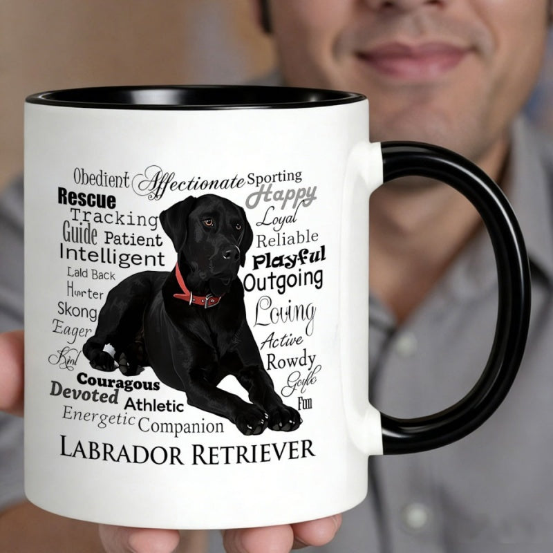 Tailorly Black Accent 11 oz Mug - 1pc retriever with ceramic coffee mugblack background with words11oz white cup for dog loversmen womenhand wash