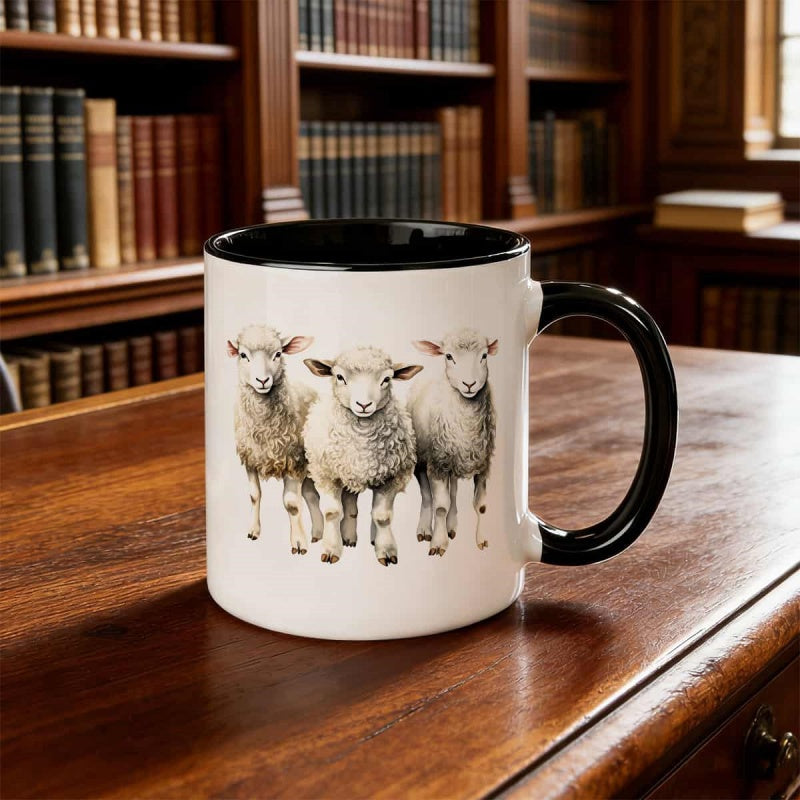 Tailorly Black Accent 11 oz Mug - sheep face
