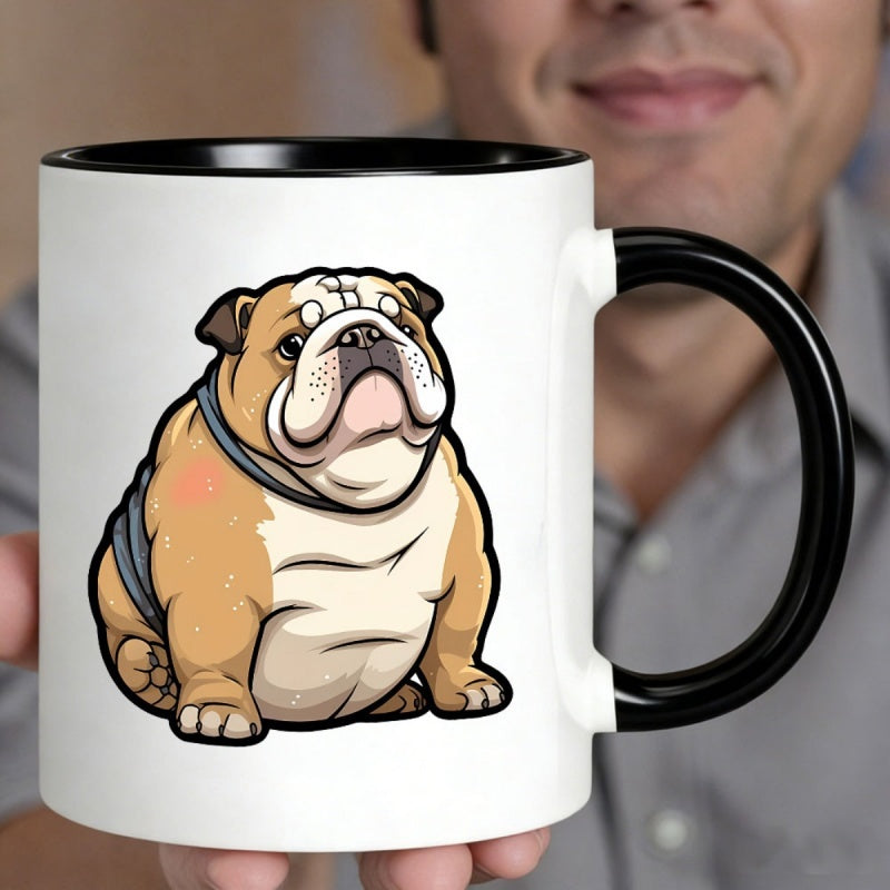 Tailorly Black Accent 11 oz Mug - cute cartoon bulldog