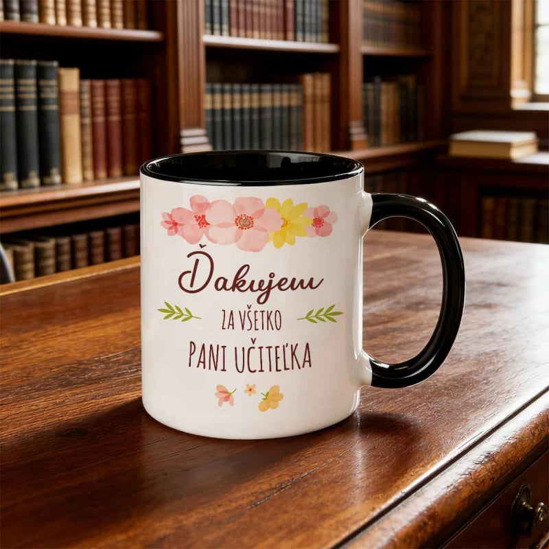 Tailorly Black Accent 11 oz Mug - floral print