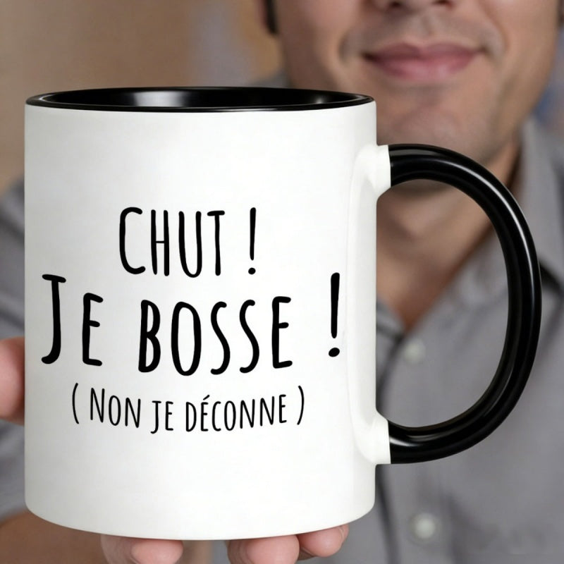 Tailorly Black Accent 11 oz Mug - je non je d humorous french work quote