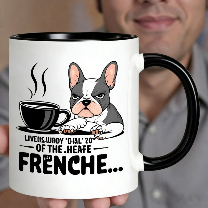 Tailorly Black Accent 11 oz Mug - cute cartoon frenchie