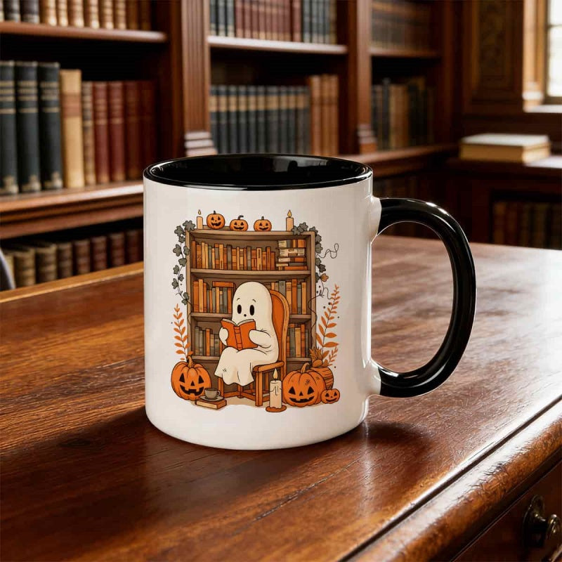 Tailorly Black Accent 11 oz Mug - halloween reading