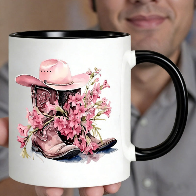 Tailorly Black Accent 11 oz Mug - hat with flowers