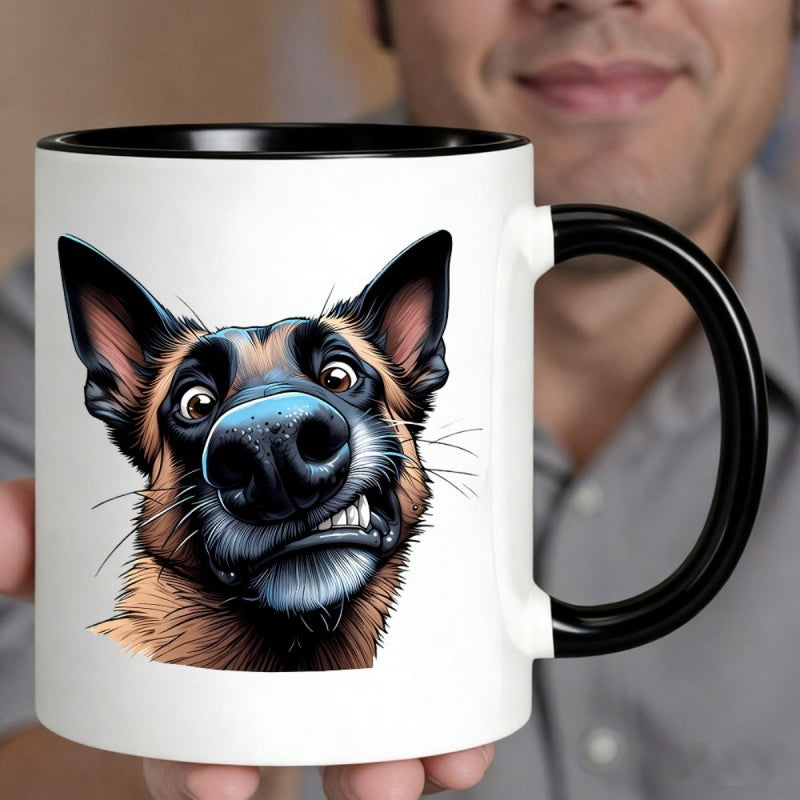 Tailorly Black Accent 11 oz Mug - german shepherd vector dog