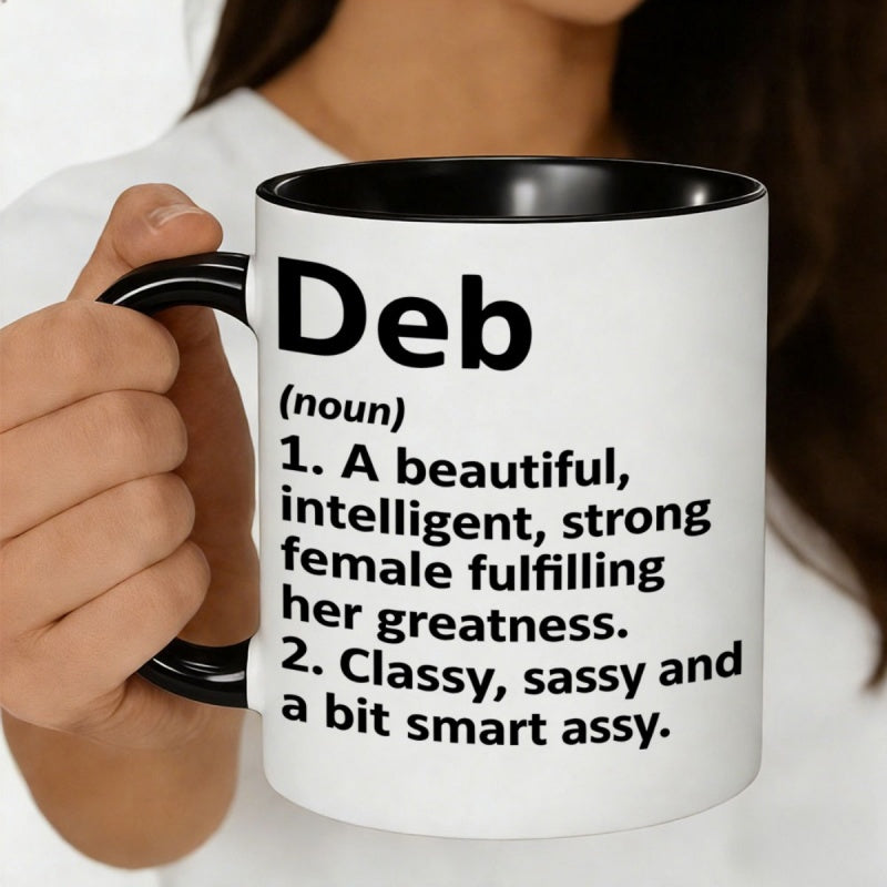 Tailorly Black Accent 11 oz Mug - single piece of deb definition coffee mug a stunning ceramic cup for the beautiful intelligent and strong woman classy