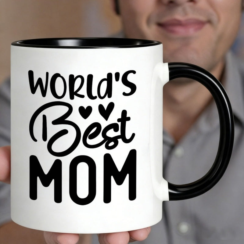 Tailorly Black Accent 11 oz Mug - 11oz ceramic coffee mug for the in the world reusable hand wash only perfect gift for mothers birthdays and