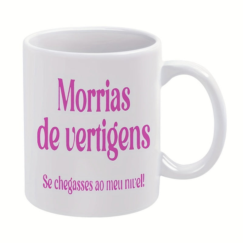 Tailorly White Ceramic 11 oz Mug - Elegant White Ceramic Vessel Featuring Pink Stylized Artistic Typography Mug