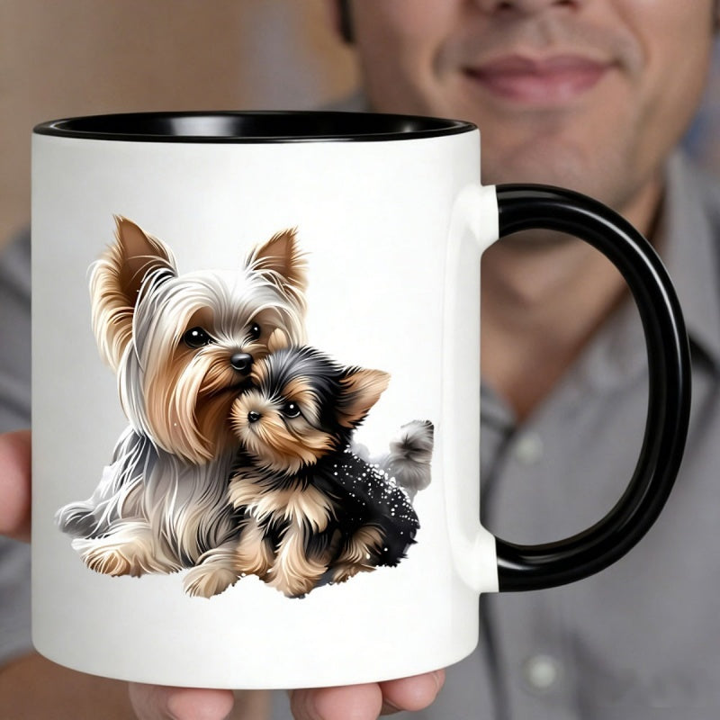 Tailorly Black Accent 11 oz Mug - yorkshire terrier yorkie mom puppy design