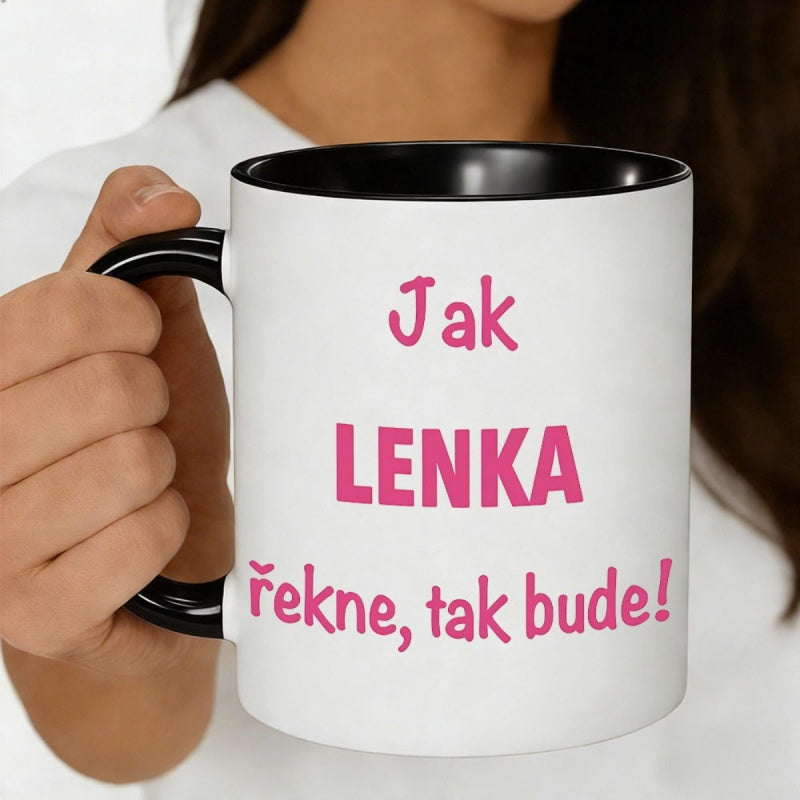 Tailorly Black Accent 11 oz Mug - pink text