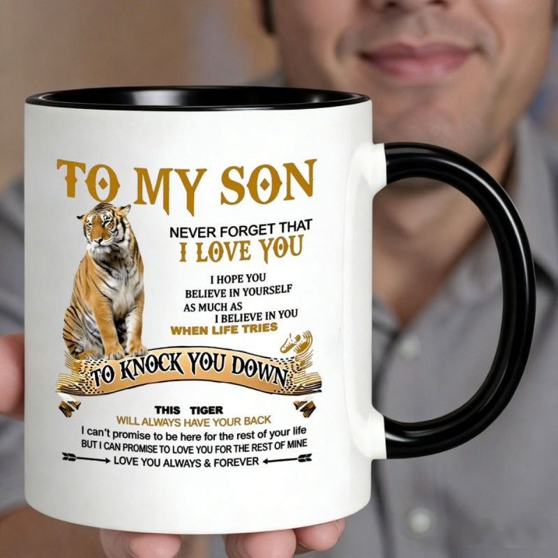Tailorly Black Accent 11 oz Mug - to my son inspirational quote