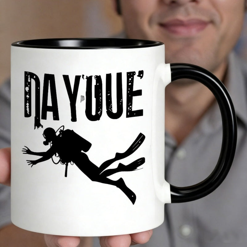 Tailorly Black Accent 11 oz Mug - diver silhouette