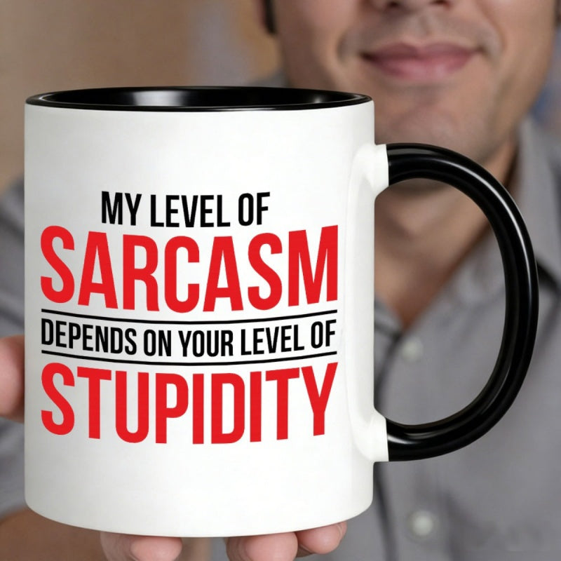Tailorly Black Accent 11 oz Mug - sarcasm stupidity lettering humorous quote