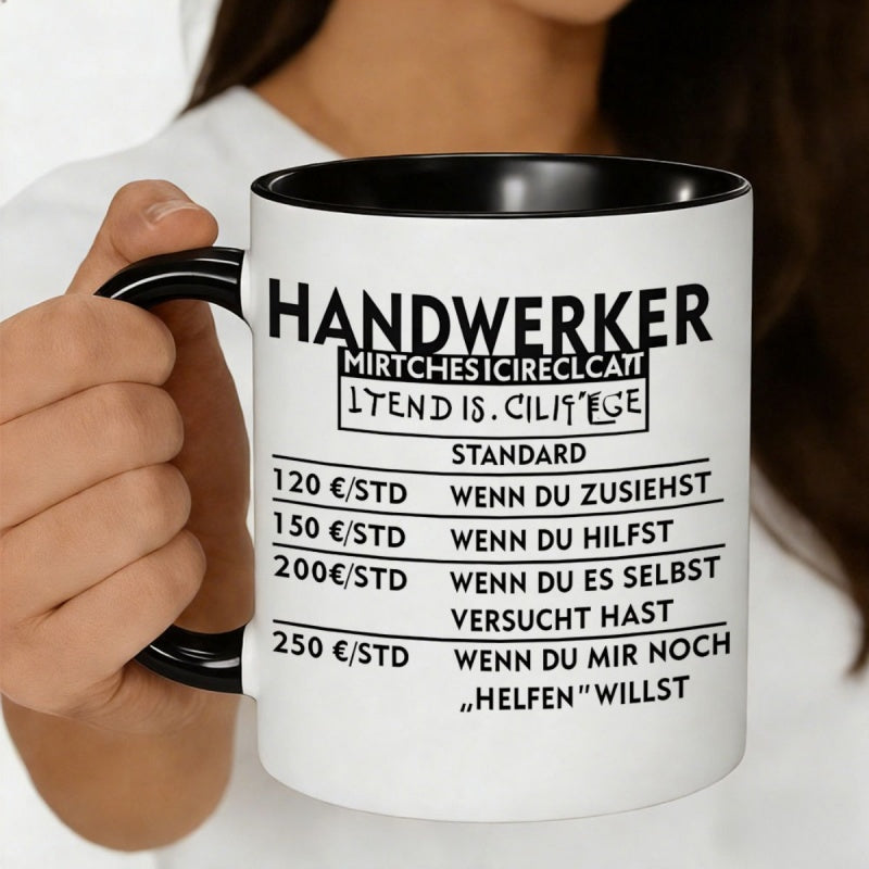 Tailorly Black Accent 11 oz Mug - handwerker std 120 std wenn du zusiehst text