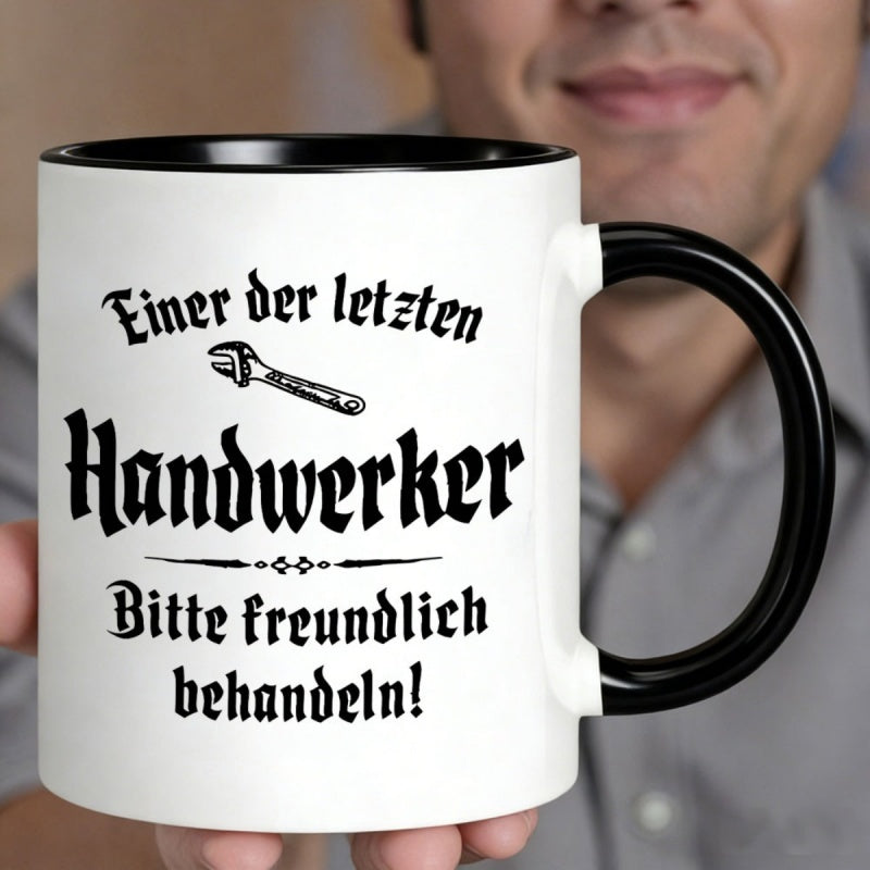 Tailorly Black Accent 11 oz Mug - adjustable wrench， gothic text， einer der letzten handwerker quote