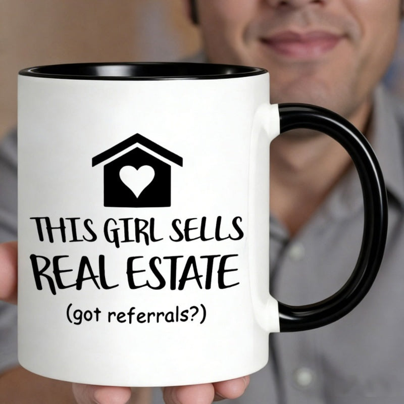 Tailorly Black Accent 11 oz Mug - 11oz ceramic coffee mug reusable heat retaining hand wash only real estate professionals ideal for holidays and