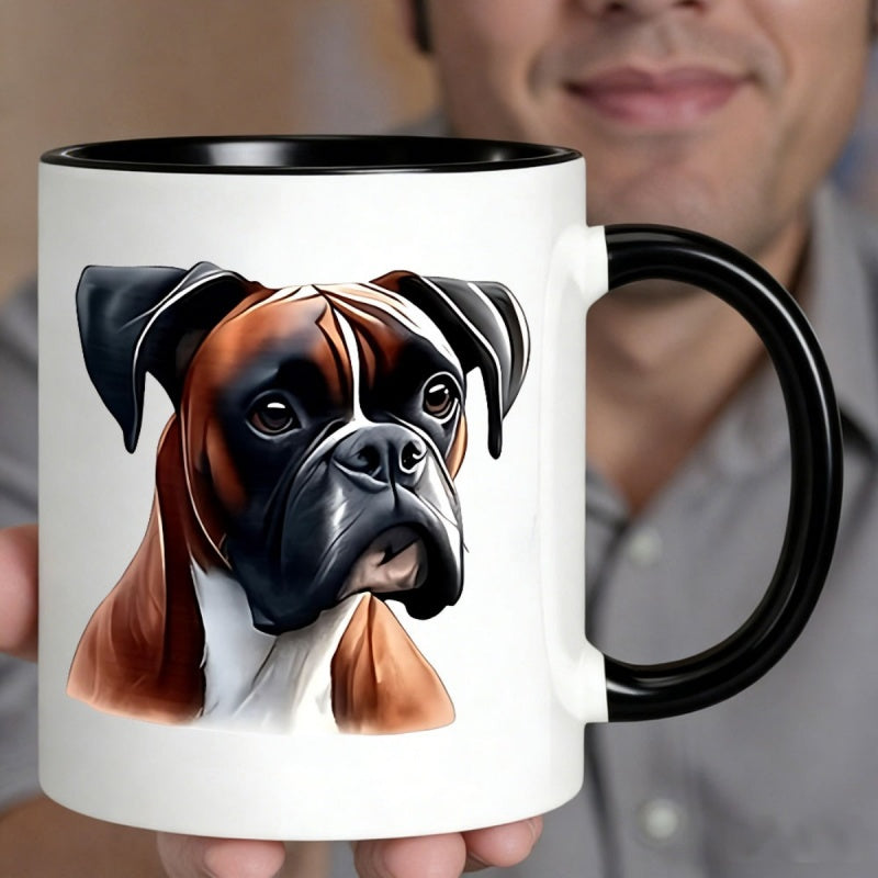Tailorly Black Accent 11 oz Mug - single boxer dog