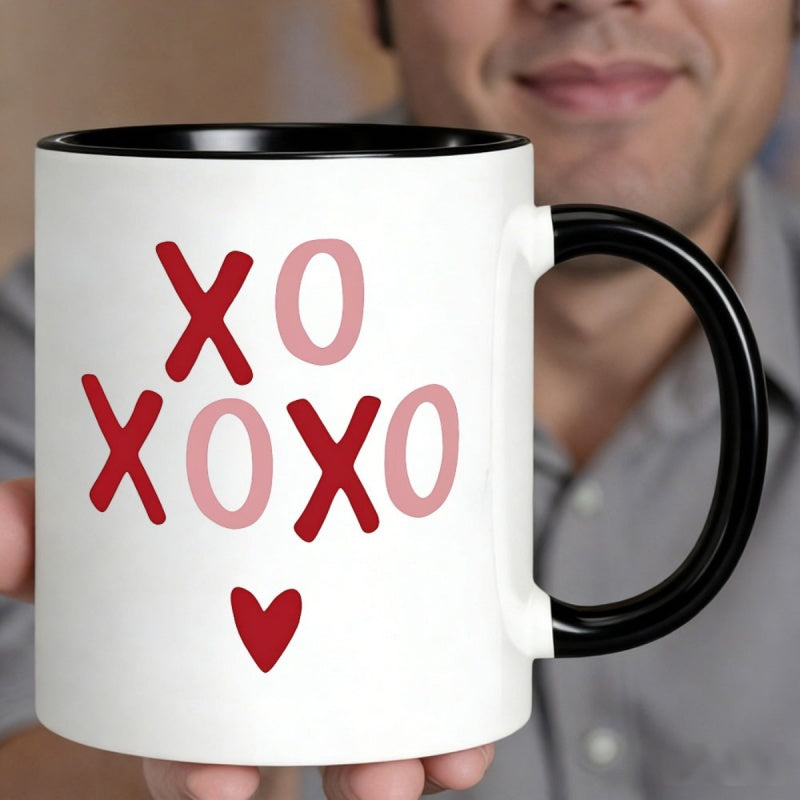 Tailorly Black Accent 11 oz Mug - black background with pink and red text