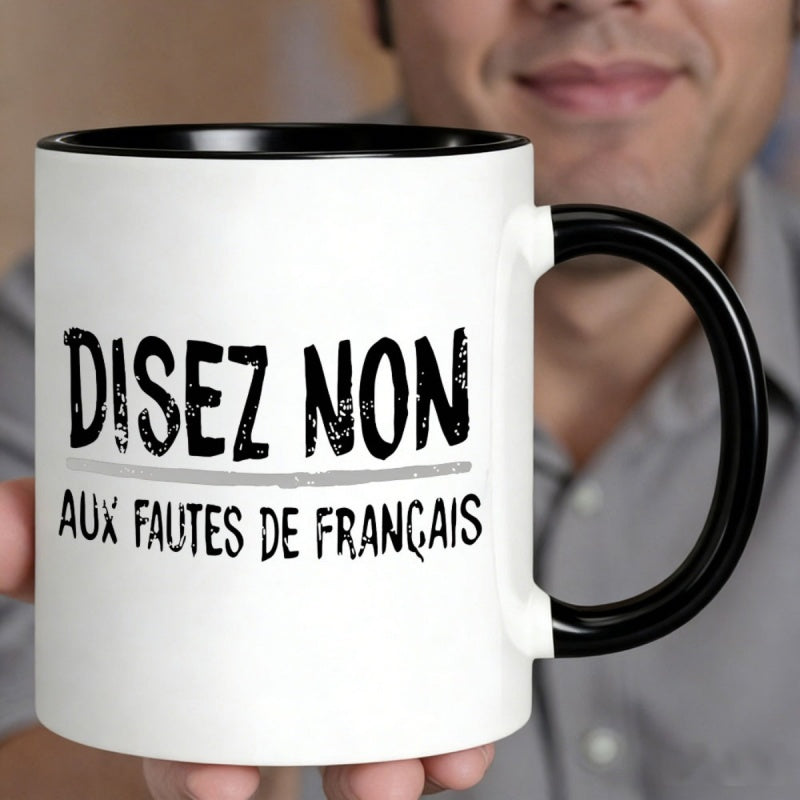 Tailorly Black Accent 11 oz Mug - non aux fautes de ais stylish french quote humorous