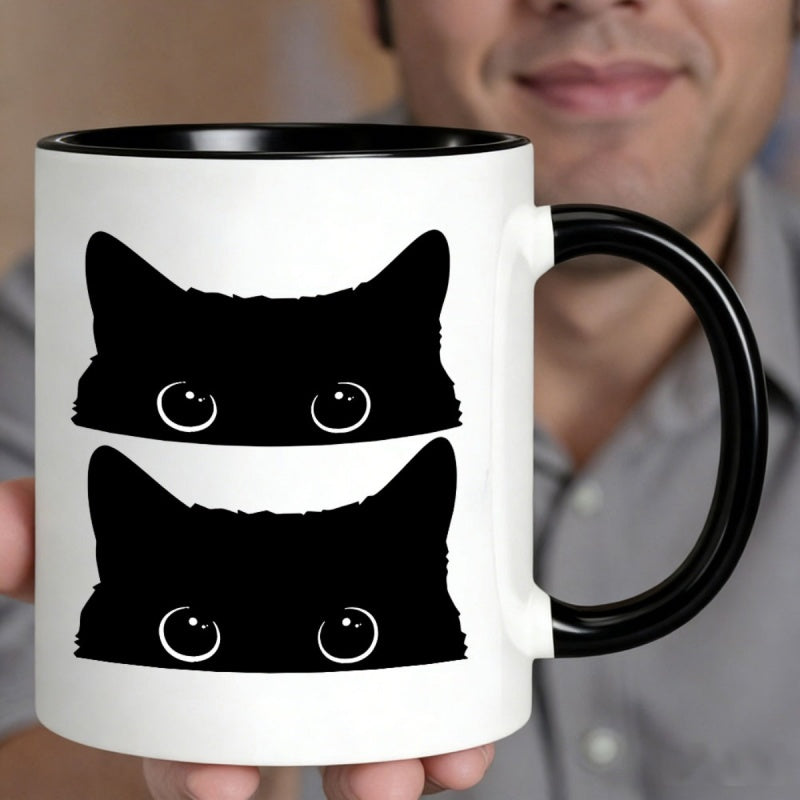 Tailorly Black Accent 11 oz Mug - black cat silhouette